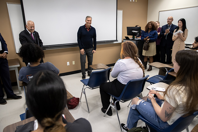 Habich received the Outstanding Lecturer Award in front of CSUSB faculty, staff, administrators and students in his business communications class. 