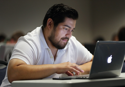 Student working on computer