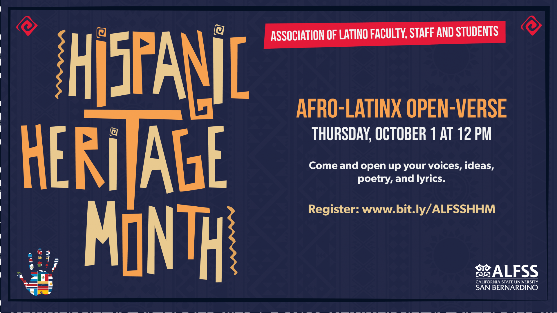 Flyer for Afro-LatinX Open Verse Event