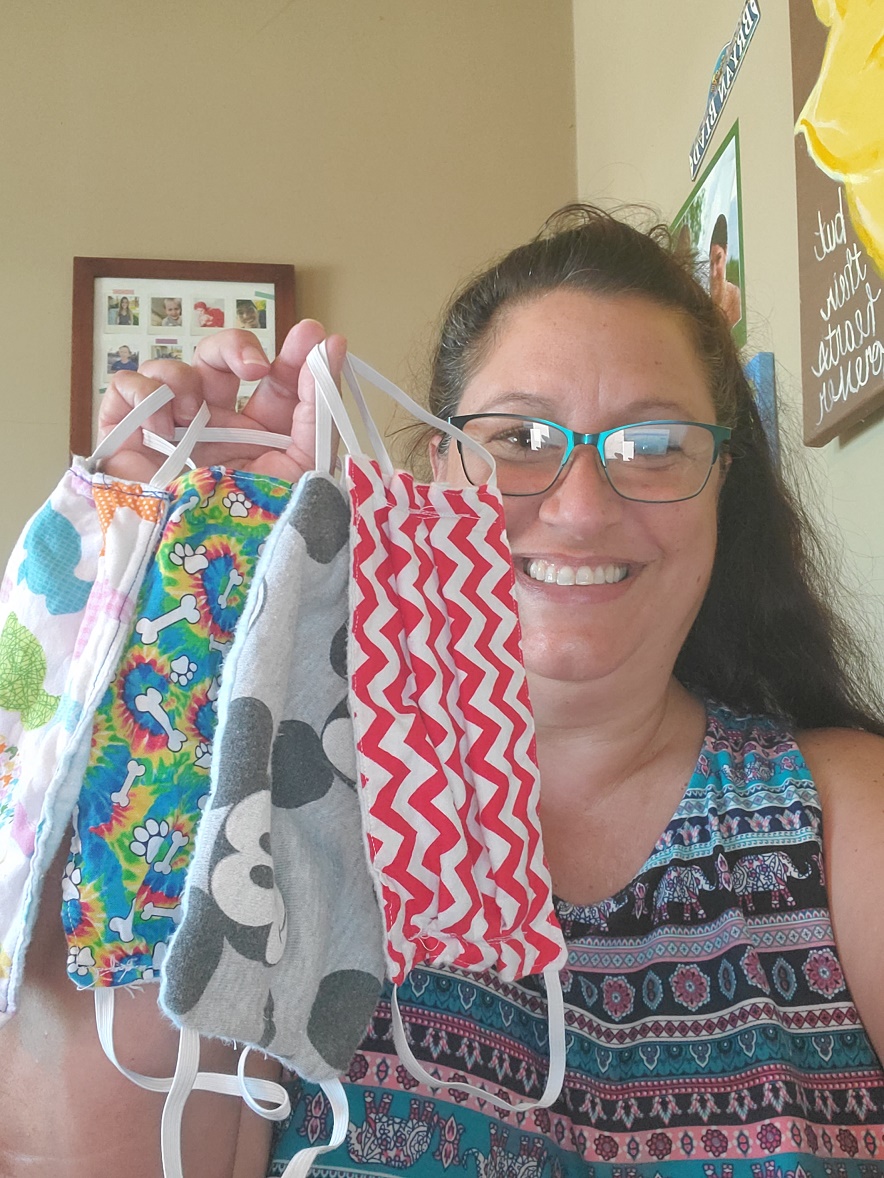 Lisa Halleck-Ellerbroek, a junior at the CSUSB Palm Desert Campus majoring in liberal arts and humanities, has sewn more than 60 masks with her daughters, Whitney and Alexandria, and donated them to Eisenhower Medical Center in Rancho Mirage and the Mizell Senior Center in Palm Springs.