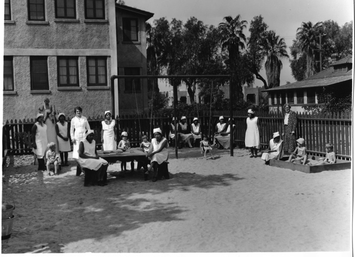 A photo of the “Outing Program at Sherman Indian Boarding School."