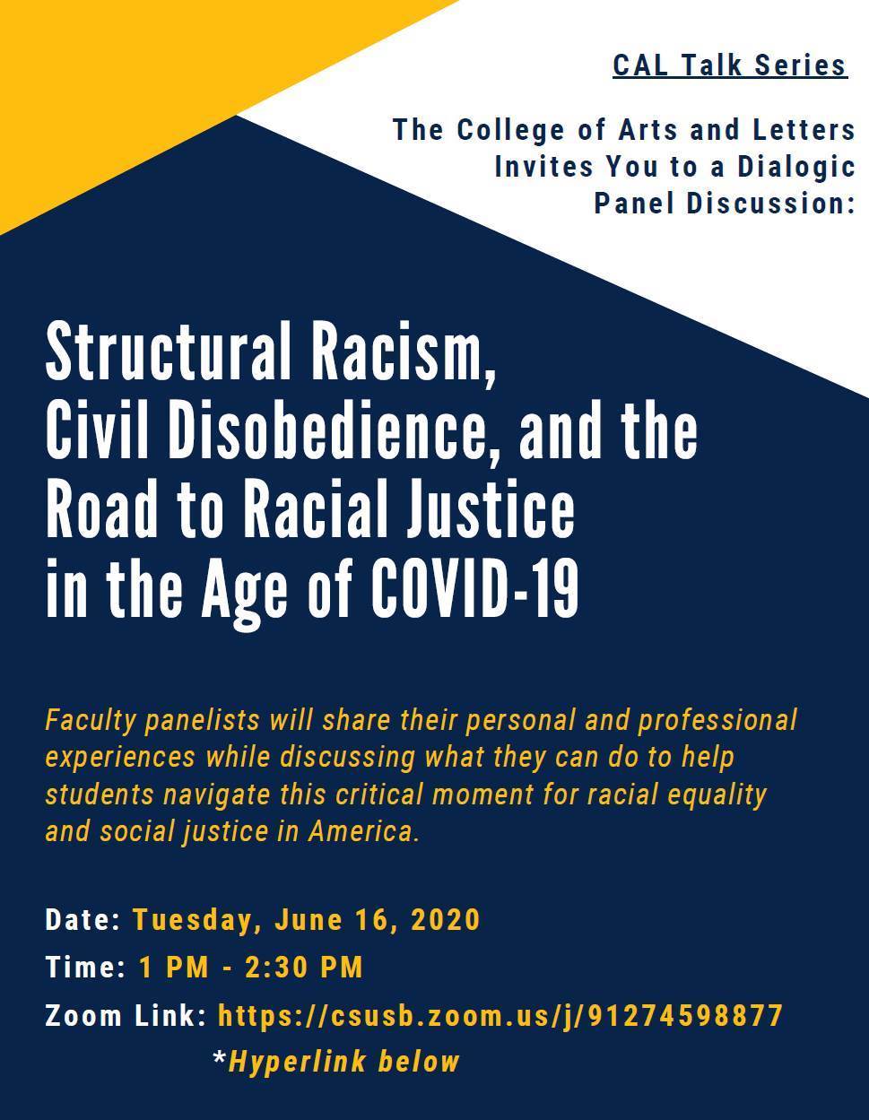 Structural Racism Panel Discussion flier, page 1