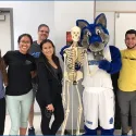 Cody the Coyote with students