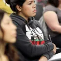 Woman paying attention to lecture