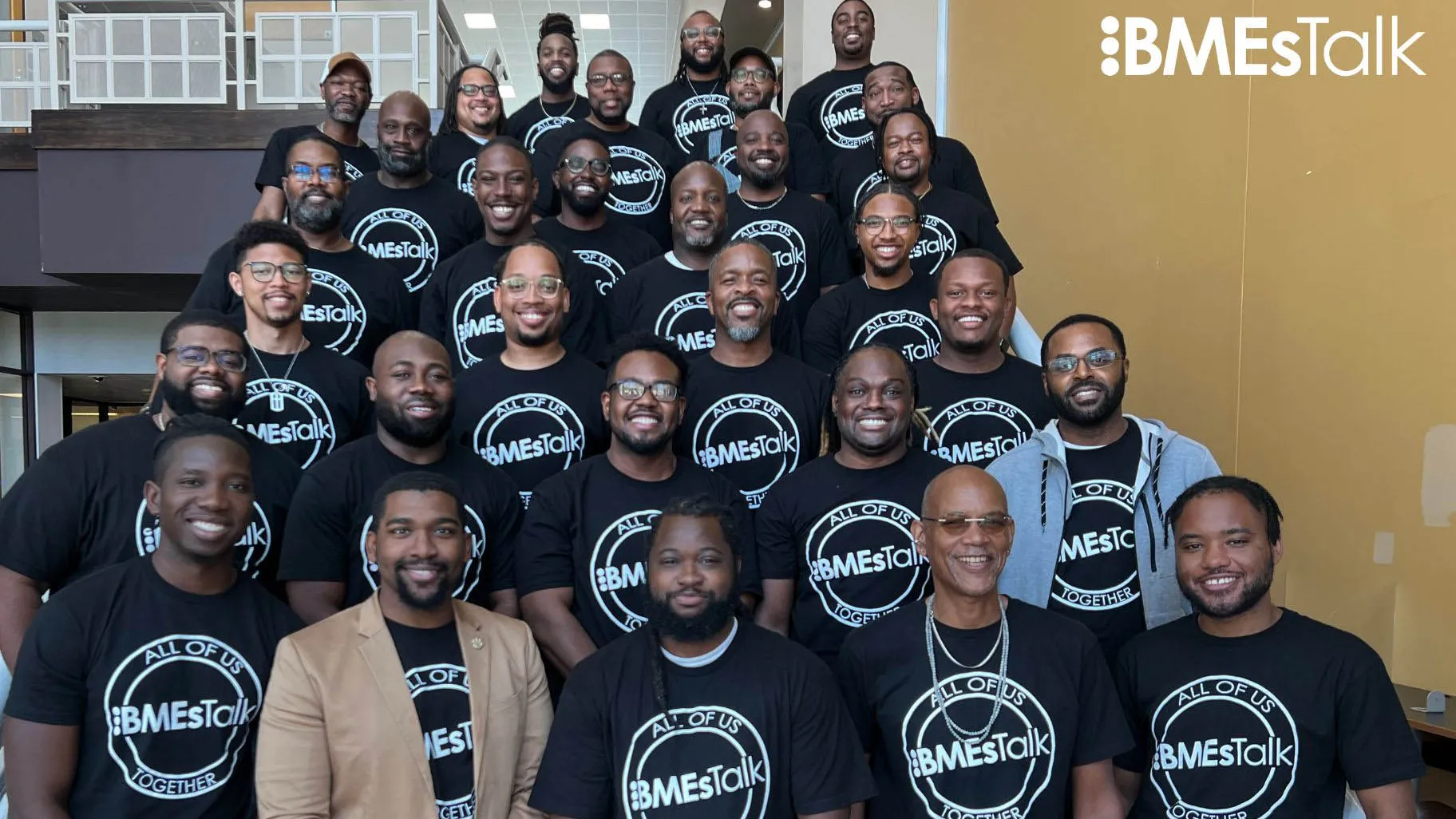 Marc Robinson (second row at far right in the gray sweat jacket) was one of the participants at the 2024 Catalyst Retreat organized and led by Black Male Educators Talk (BMEsTalk). 