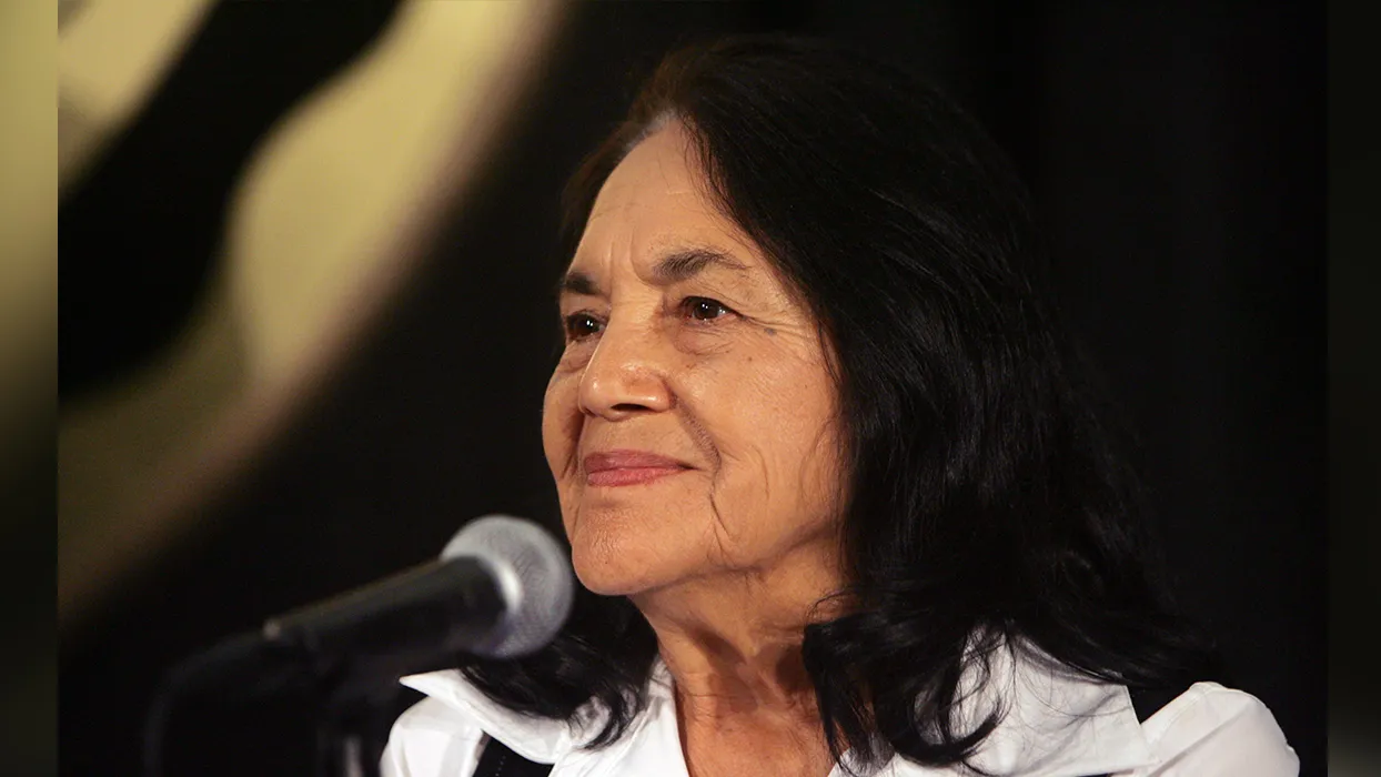 Dolores Huerta, seen here speaking at the 2010 Latino Education and Advocacy Days Summit