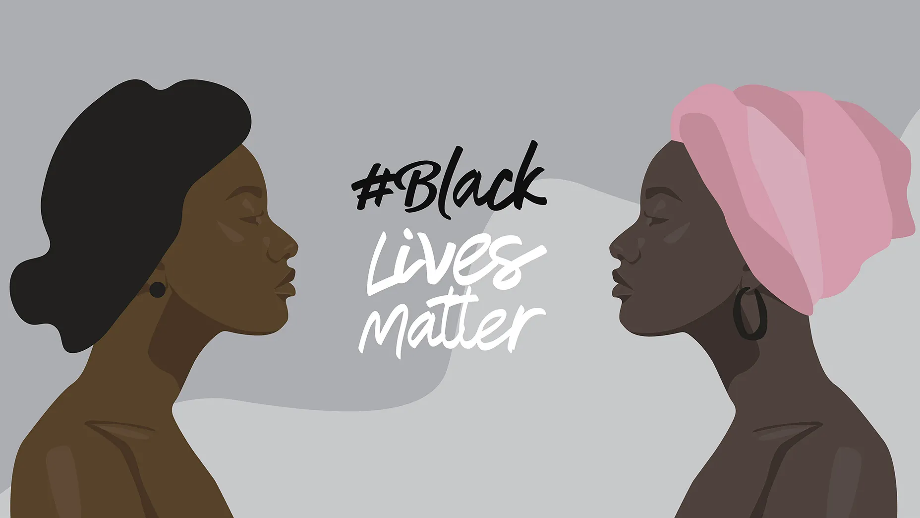 Graphic of two women on either side of the BLM text 