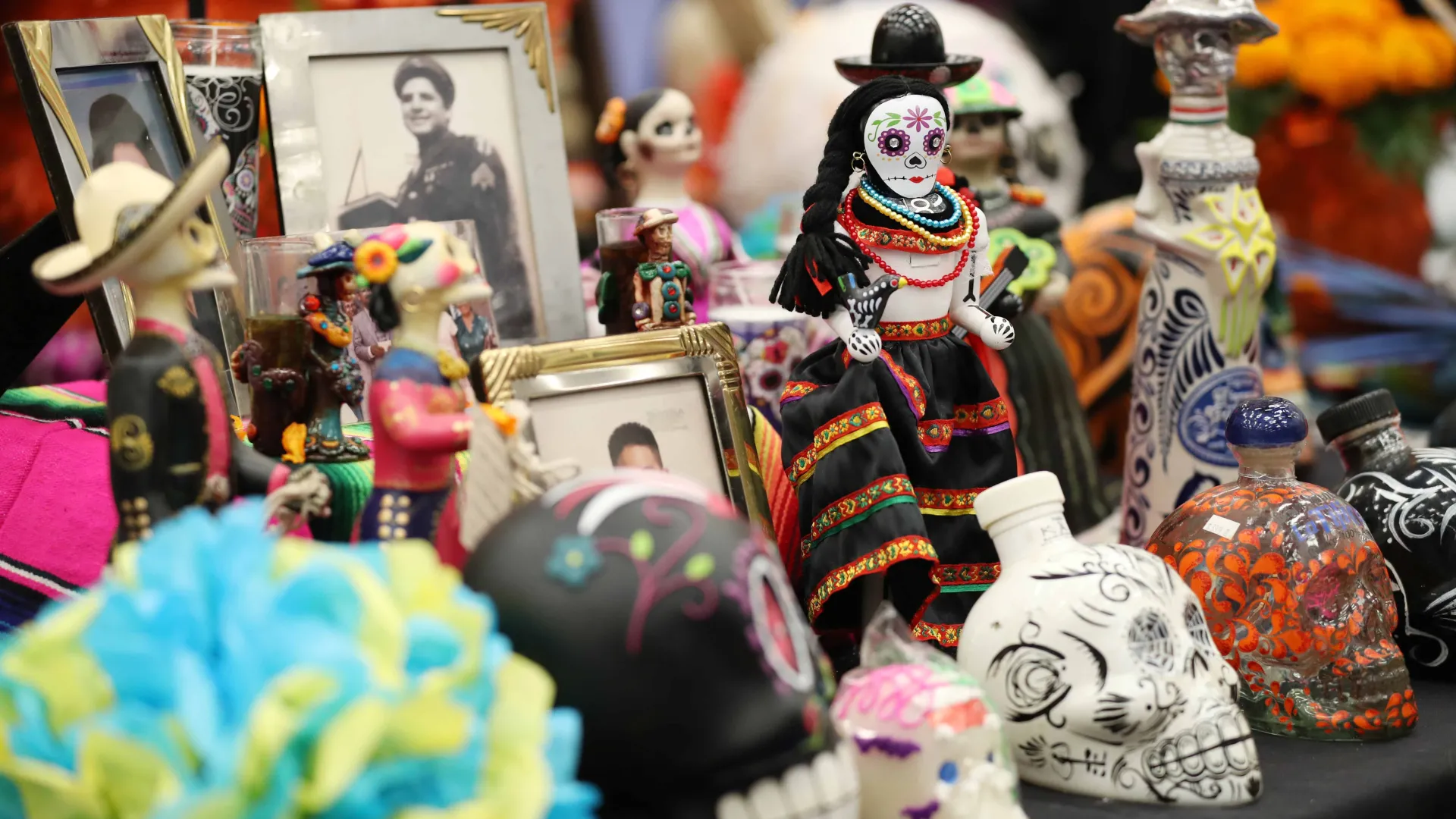 A Dia de Los Muertos display. The ALFSS Día de los Muertos event brings the campus and community together to celebrate their culture and enjoy entertainment, food and activities.