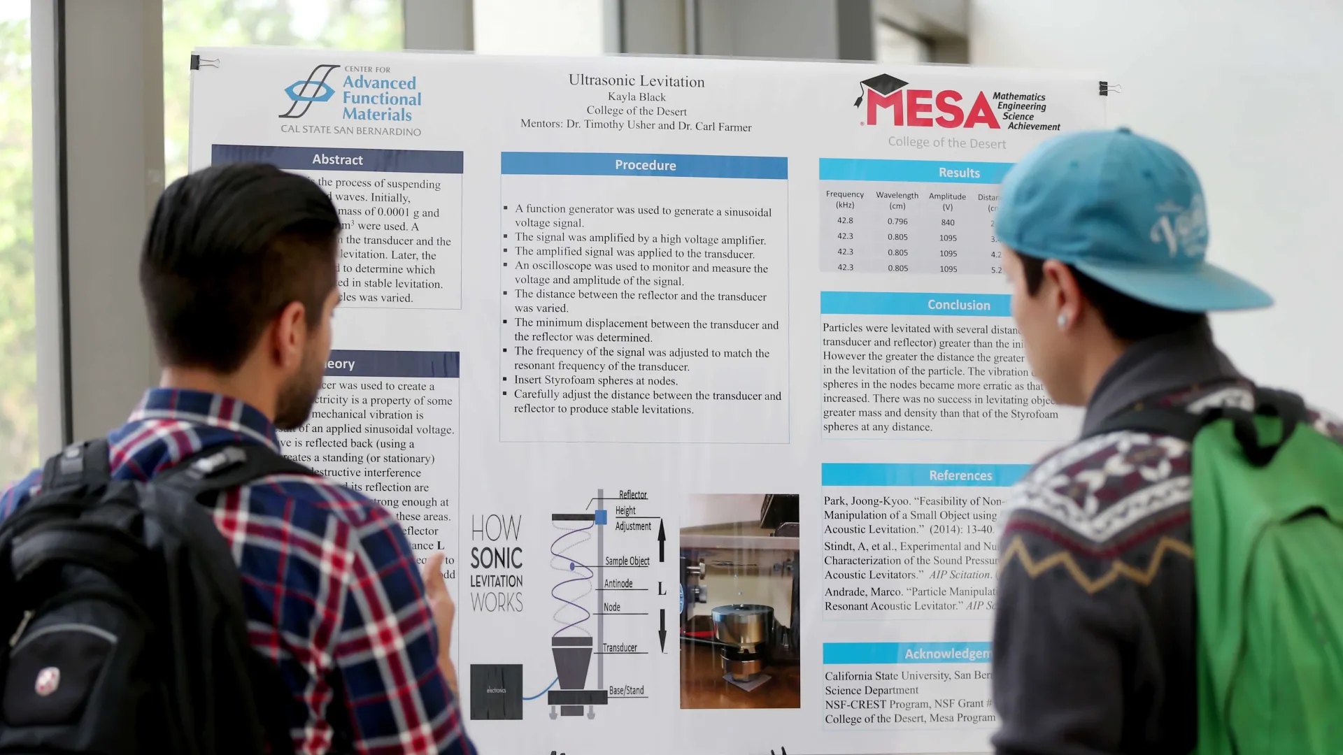 Student research poster presentations at the Center for Advanced Functional Materials Summer Research Open House and CREST Open House in July 2015. The CSUSB center is the recipient of National Science Foundation’s International Research Experiences for Students grant.