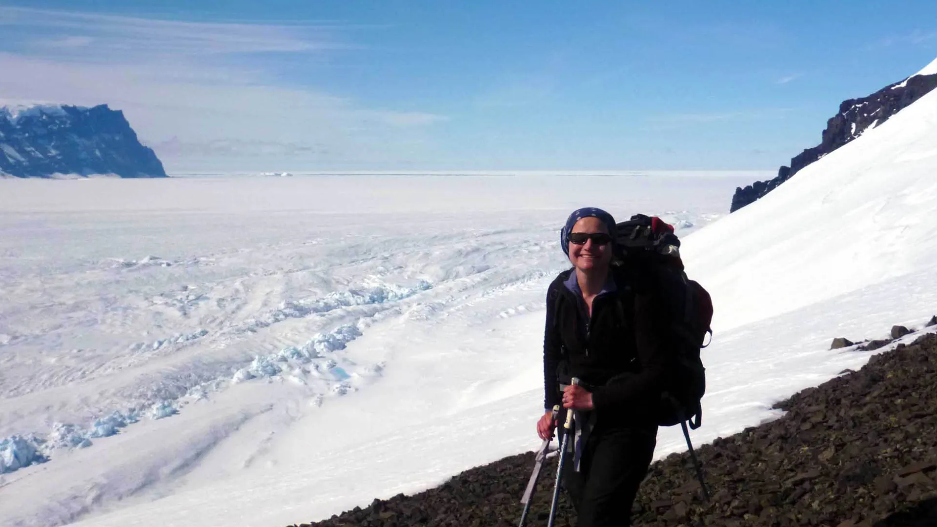 Claire Todd from geological sciences, during a research trip in Antarctica