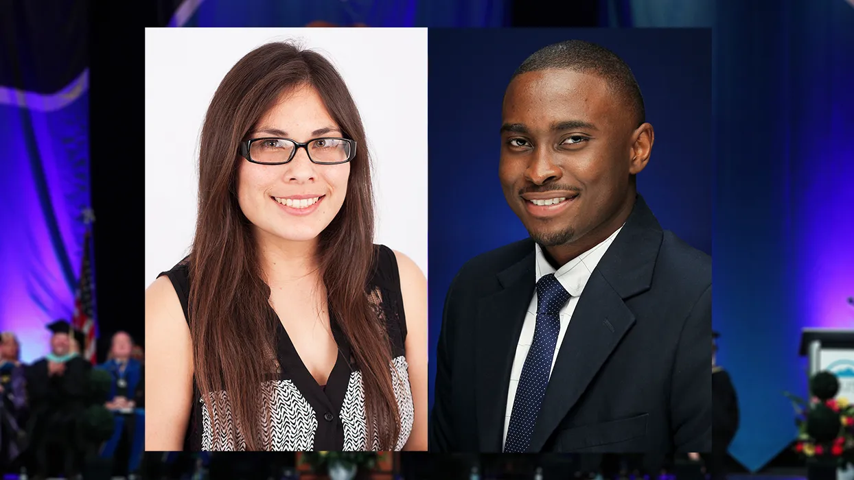 Sandra Cardenas (left) is the College of Natural Science’s 2019-20 Outstanding Graduate Student and Marvin Macharia is its 2019-20 Outstanding Undergraduate Student.