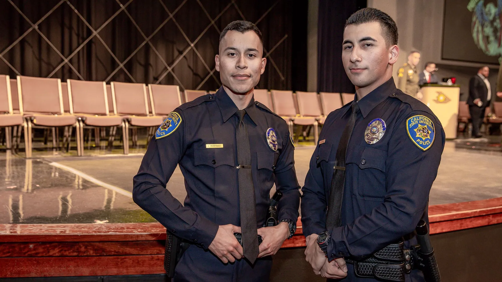 Victor Rodriguez (left) and Raudel Garcia-Reynoso, both CSUSB graduates, are the newest members of the university’s police force.