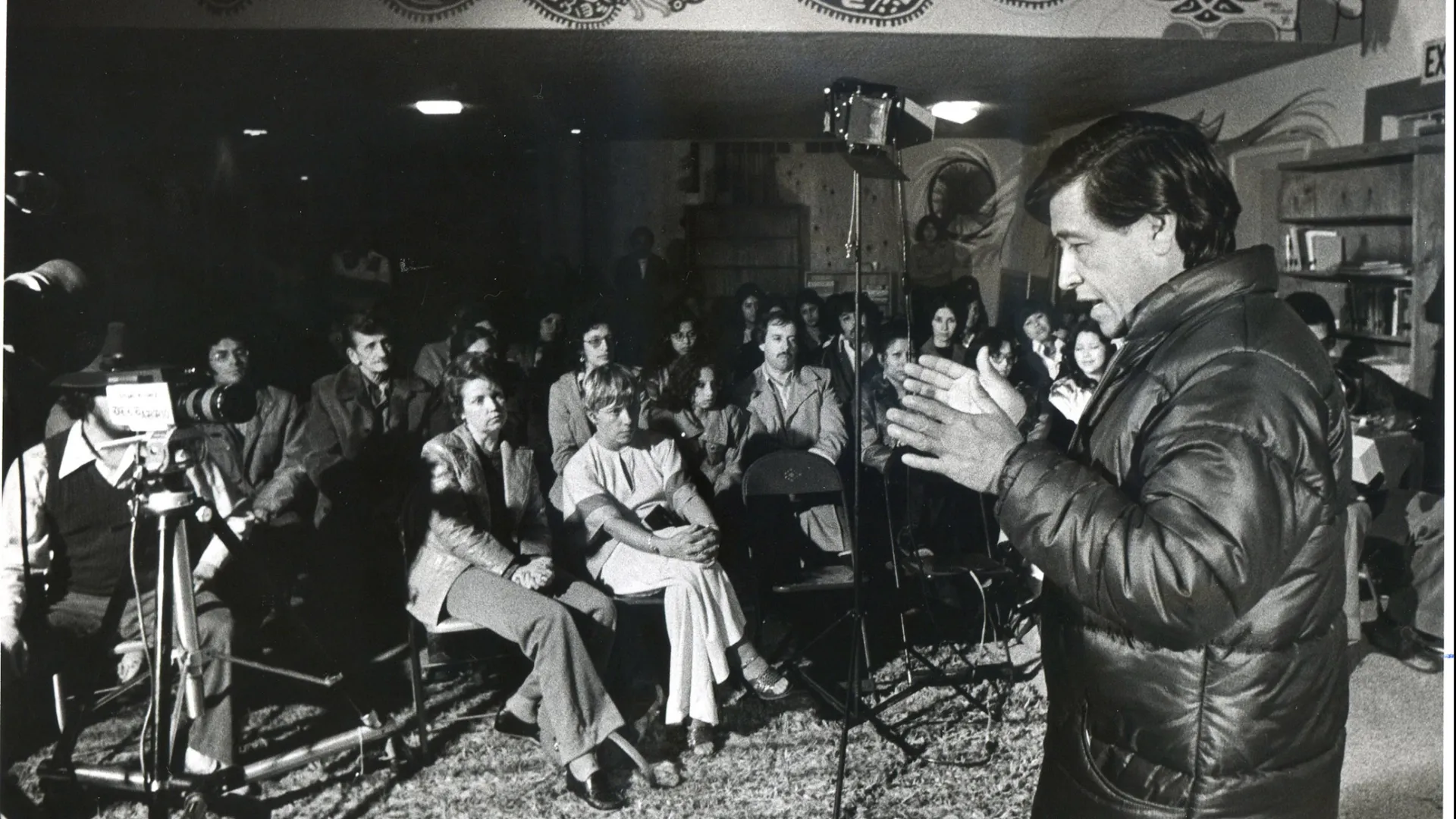 César Chávez speaking in an undated photo from Wikimedia Commons.