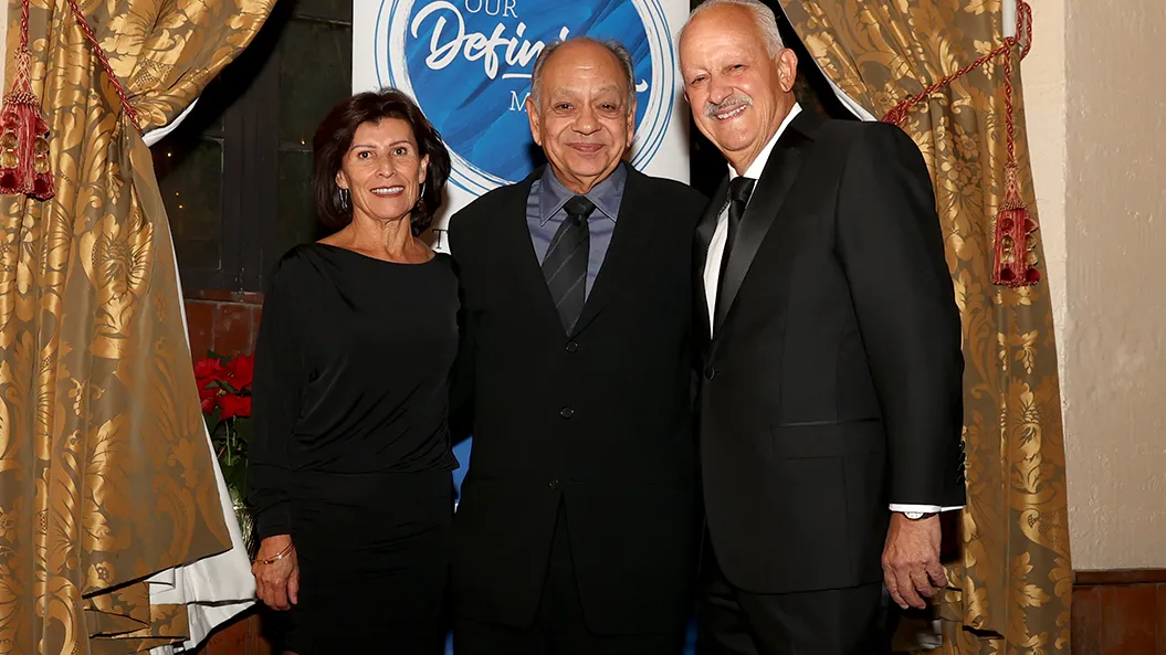From left, Evy Morales, Cheech Marin, President Tomás D. Morales