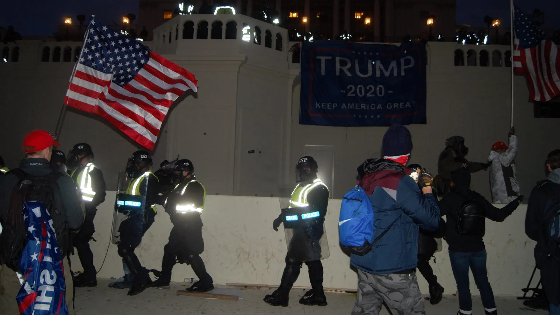 Police officers at the U.S. Capitol at the end of the Jan. 6, 2021, insurrection. Photo: Tyler Merbler/Flickr/WikiMedia Commons