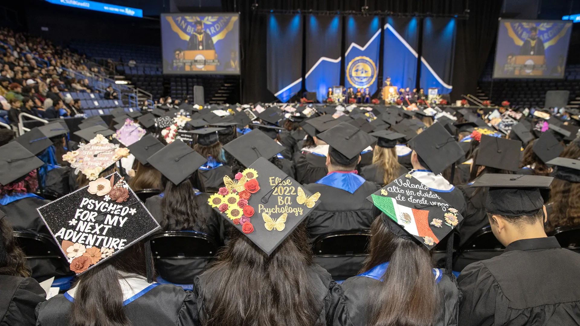 One of two December 2022 commencement ceremonies in the Toyota Arena in Ontario.