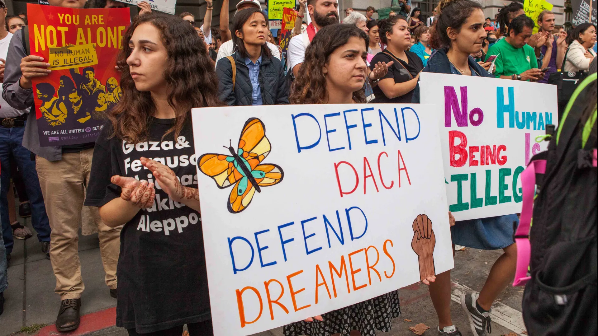 A rally in San Francisco on support of DACA. This week's conversation will focus on the June 18 U.S. Supreme Court ruling on DACA. Photo: Pax Ahimsa Gethen via Wikimedia Commons.