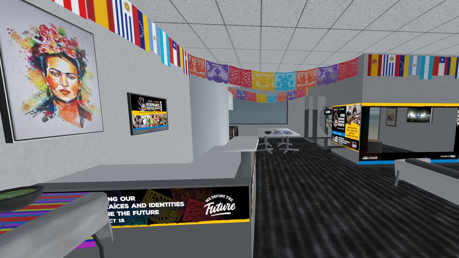 A screen capture from the virtual tour of the LatinX Cultural Center at SMSU North. 