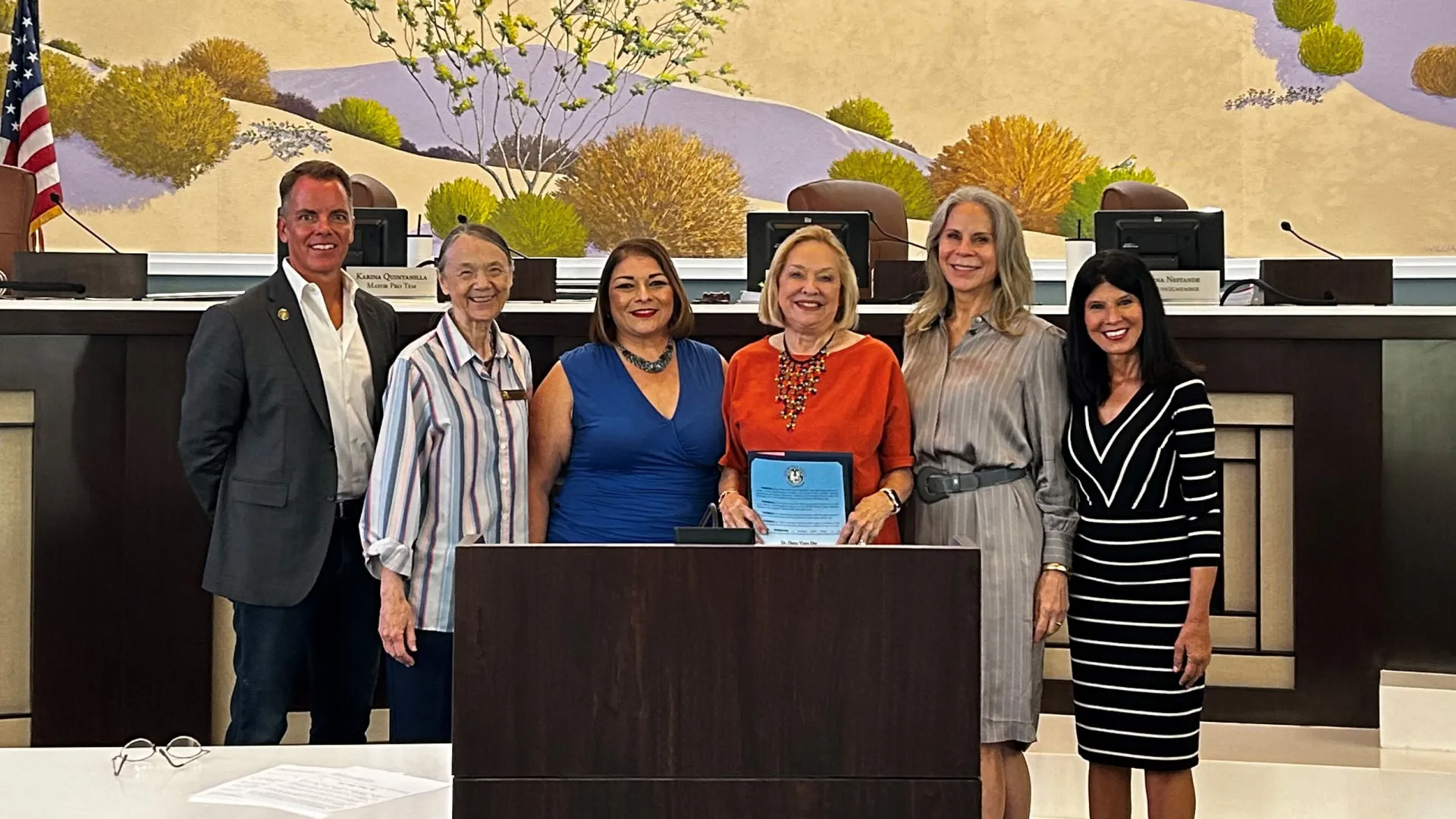 City of Palm Desert Council Members present proclamation to Diane Vines on Aug. 24, 2023.