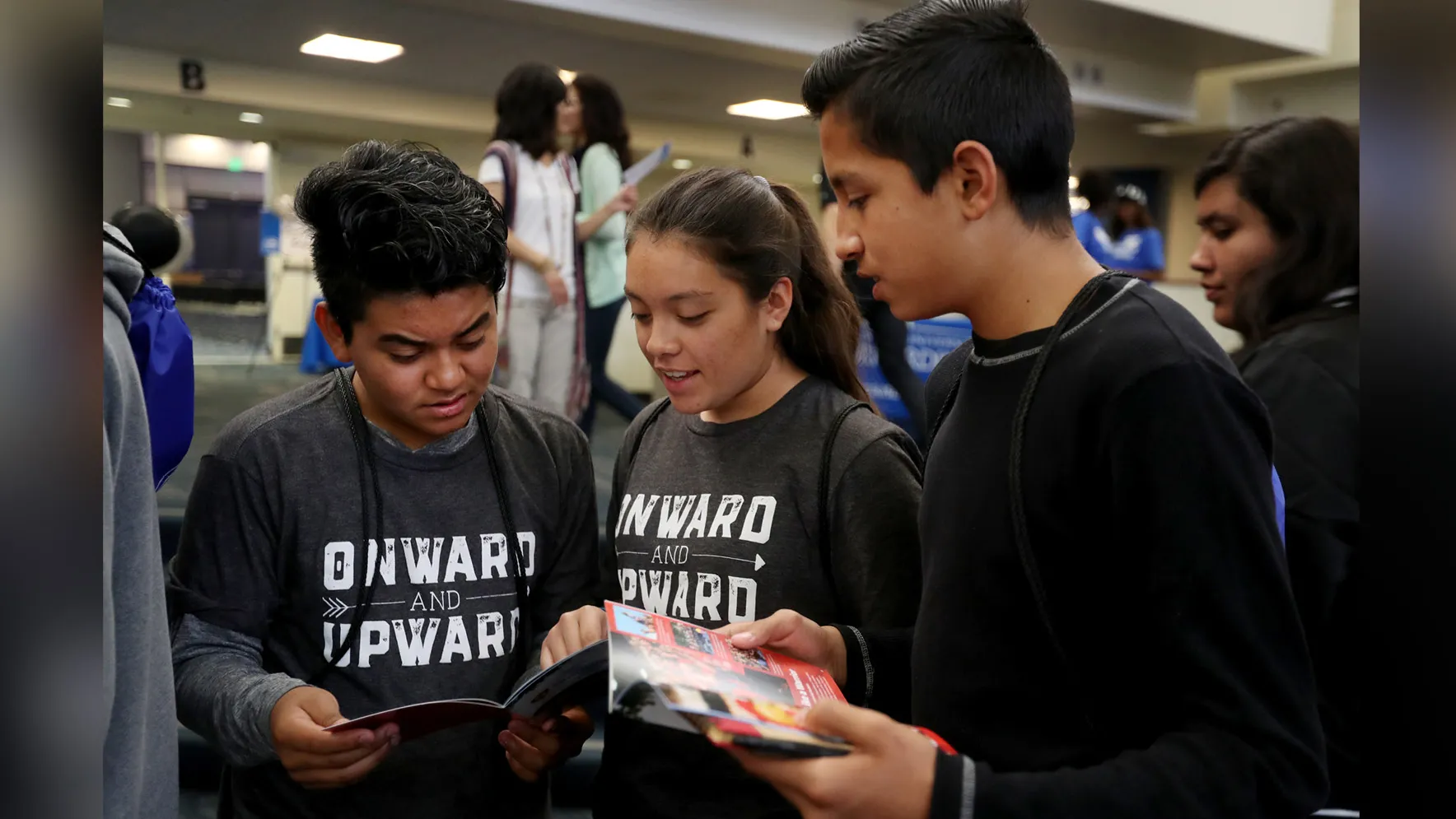 File photo of three students from a 2017 Upward Bound Super Saturday event at CSUSB.