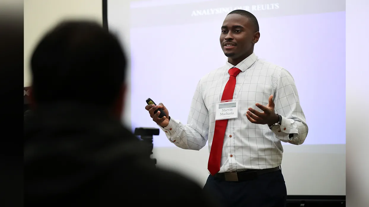 CSUSB student presenting at the 2019 CSUSB Student Research Competition