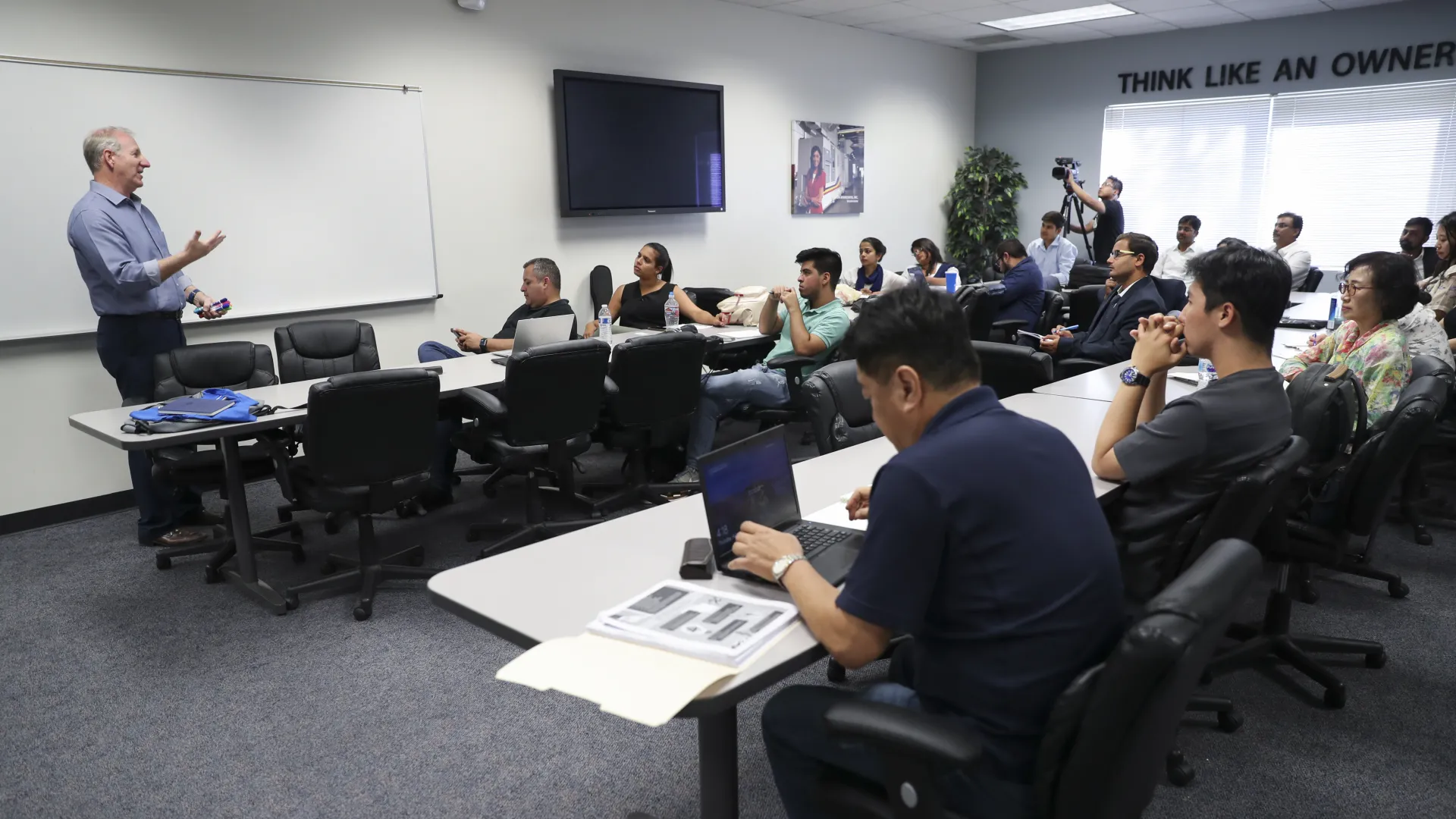 Michael Stull, director of the School of Entrepreneurship at the Jack H. Brown College of Business and Public Administration, teaching a class.