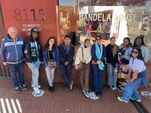 CSUSB Delegation in front of Mandela House