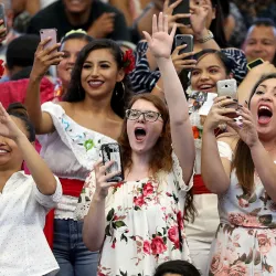 about 3,700 friends and family filled the CSUSB Coussoulis Arena for the Latino Graduation ceremony