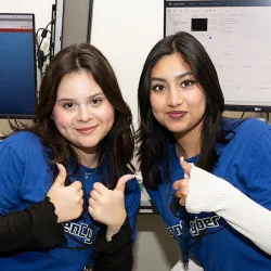 Two of the high school students who participated in the 2023 GenCyber summer camp at CSUSB’s Jack H. Brown College of Business and Public Administration.