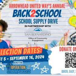 Office of Community Engagement backpack drive flyer