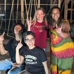 Kristi Papailler (far right), assistant professor in CSUSB’s Department of Theatre Arts, will play Sebastian in “La Tempestad,” alongside Cal State San Bernardino theater alumni. 