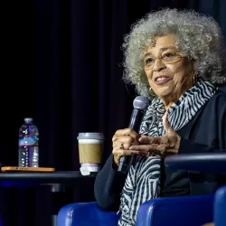 Angela Davis spoke at CSUSB on April 17.