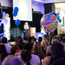 A balloon at the College of Education 2016 Credential Ceremony in the Santos Manuel Student Union (South).