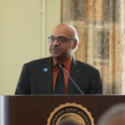 Sastry Pantula during a speech