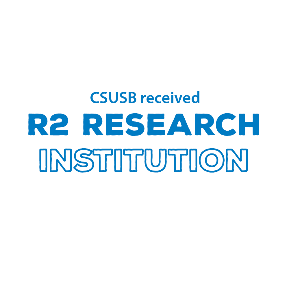 Elevated to a 'national' university, CSUSB received 'R2 Research Institution' designation by the Carnegie Classification of Institutions of Higher Education in 2022.