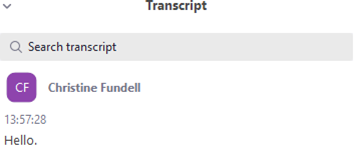 Live Transcript button with View Full Transcript option emphasized