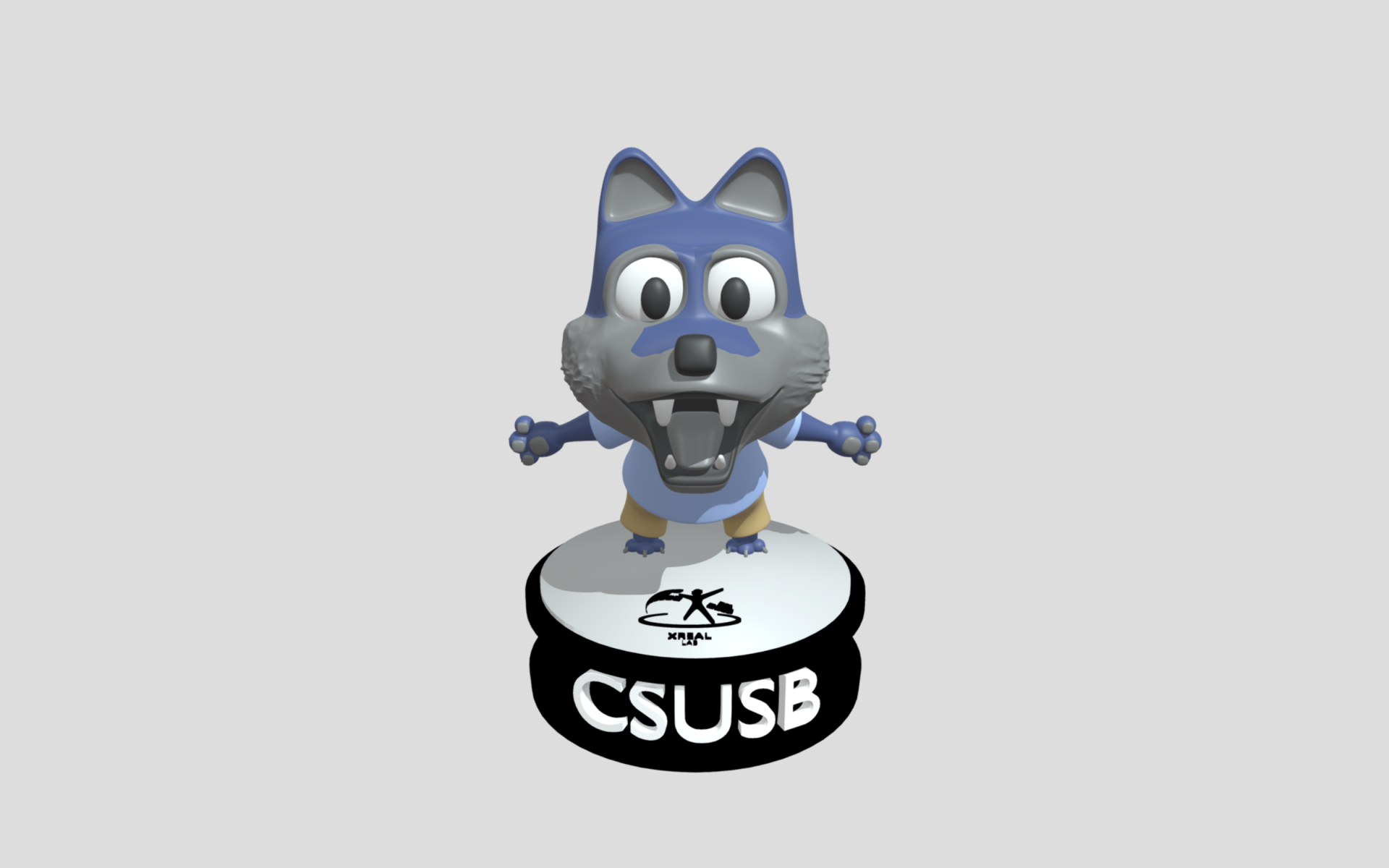 3D Image of Cody the Coyote CSUSB mascot 