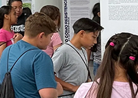 The “Afróntalo” exhibit was the centerpiece of several field trips organized by Cal-SOAP, which brought 15 schools from across the Inland Empire and fourth-12th grade students to CSUSB.