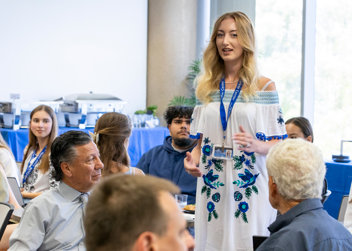 Ukrainian student speaking during the Global Summer Entrepreneurship program