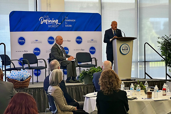 CSUSB President Tomás D. Morales speaks at “Growing Philanthropy in Support of Your College” workshop on Nov. 1. 