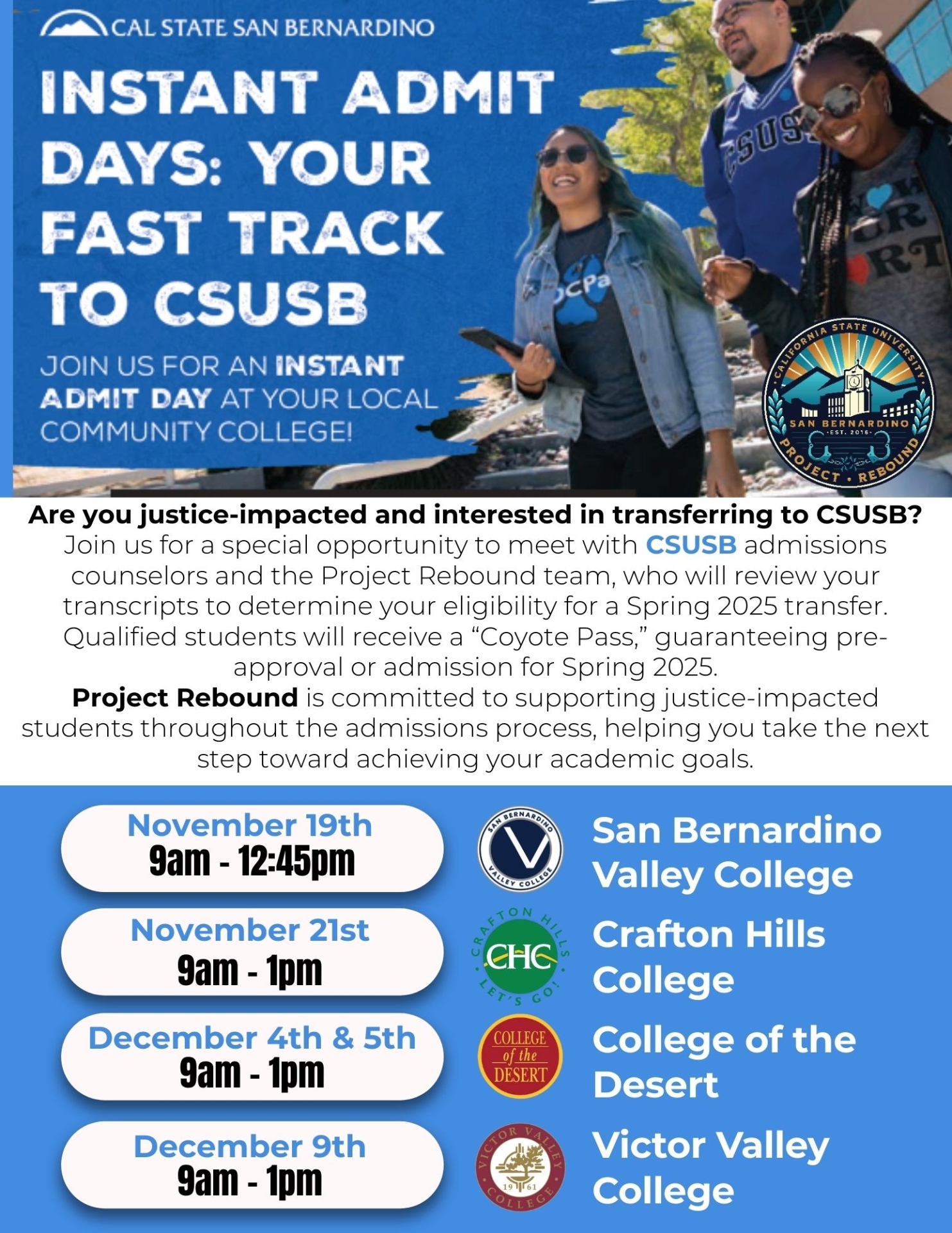 Instant Admit Day Flyer for Community Colleges