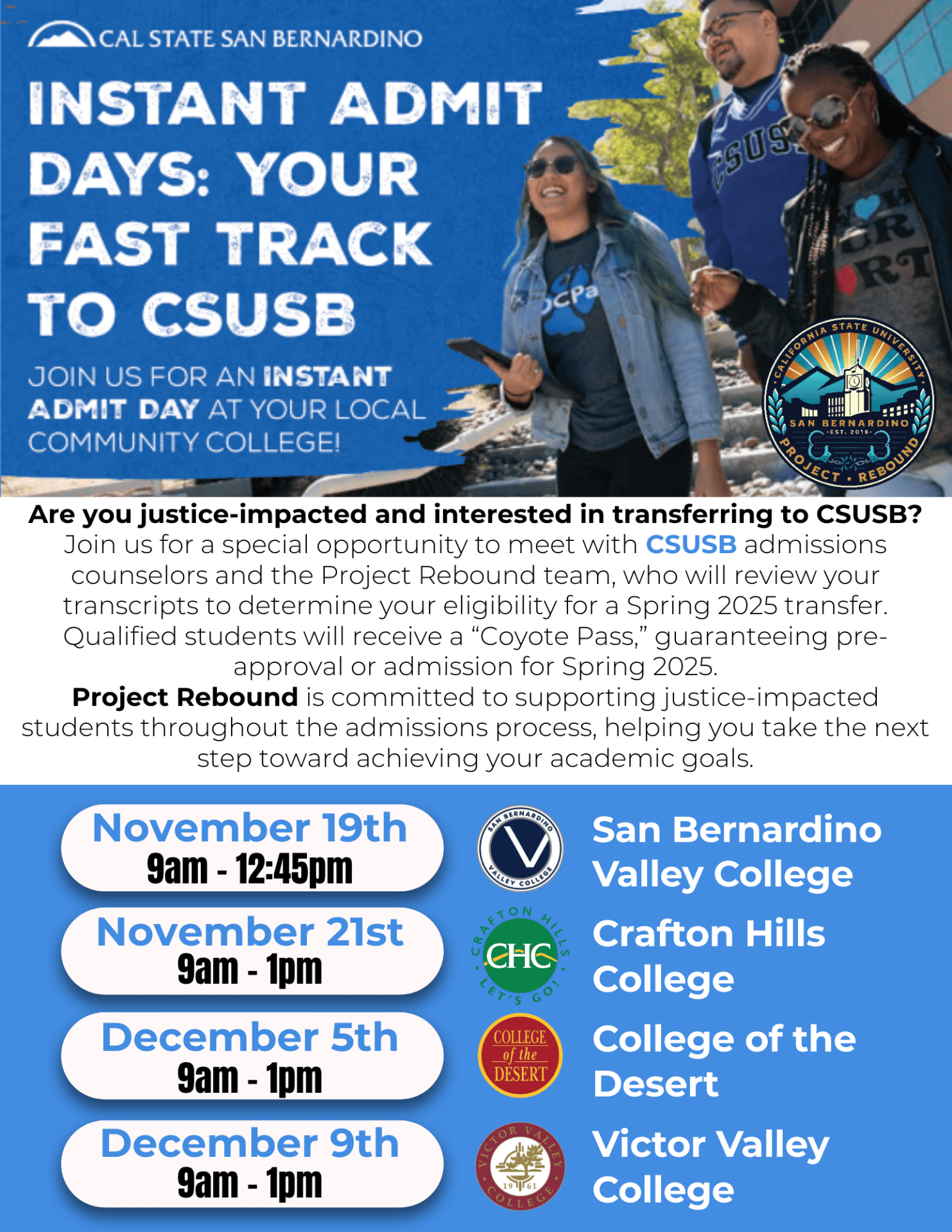 Instant Admit Day Flyer for Community Colleges