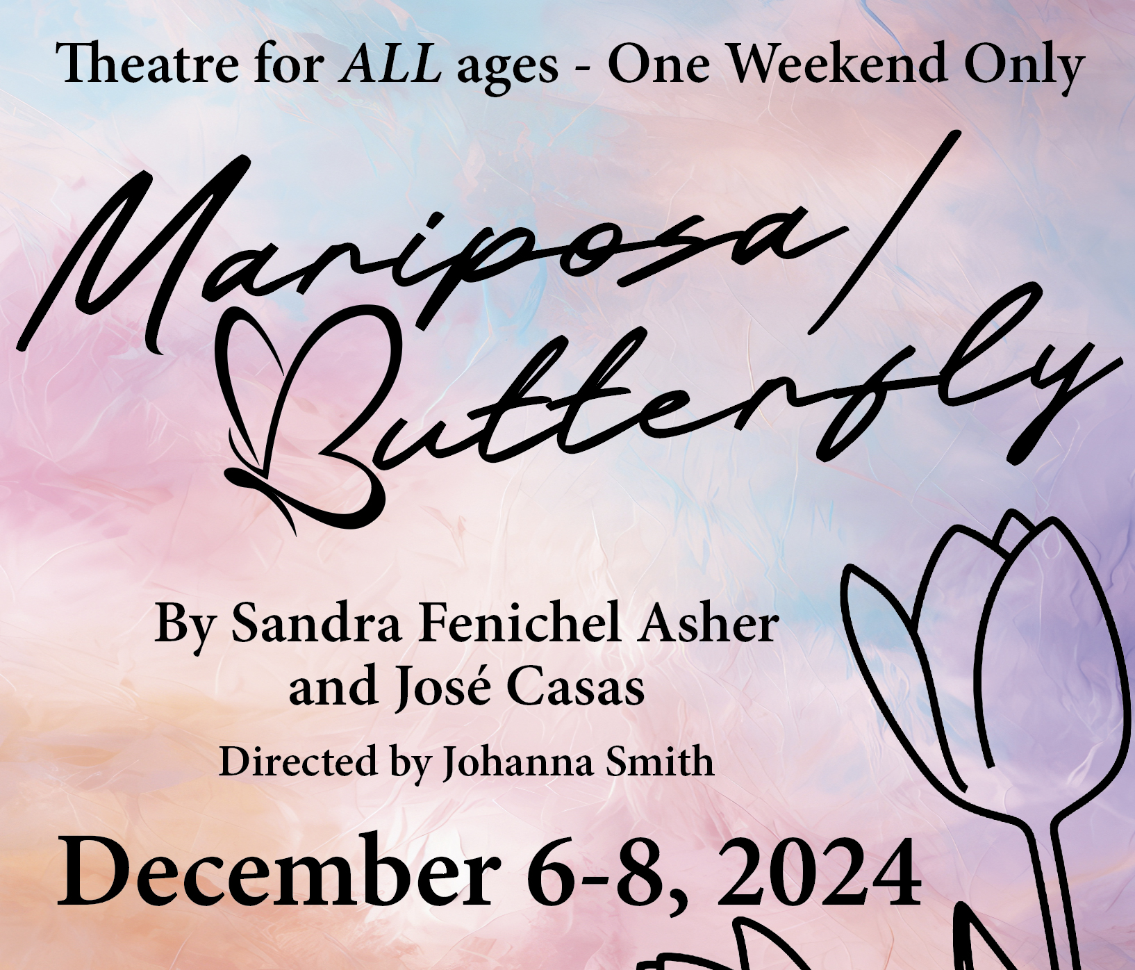 Mariposa / Butterfly by Sandra Fenichel Asher and Jose Casas one weekend only, December 6 – 8, 2024