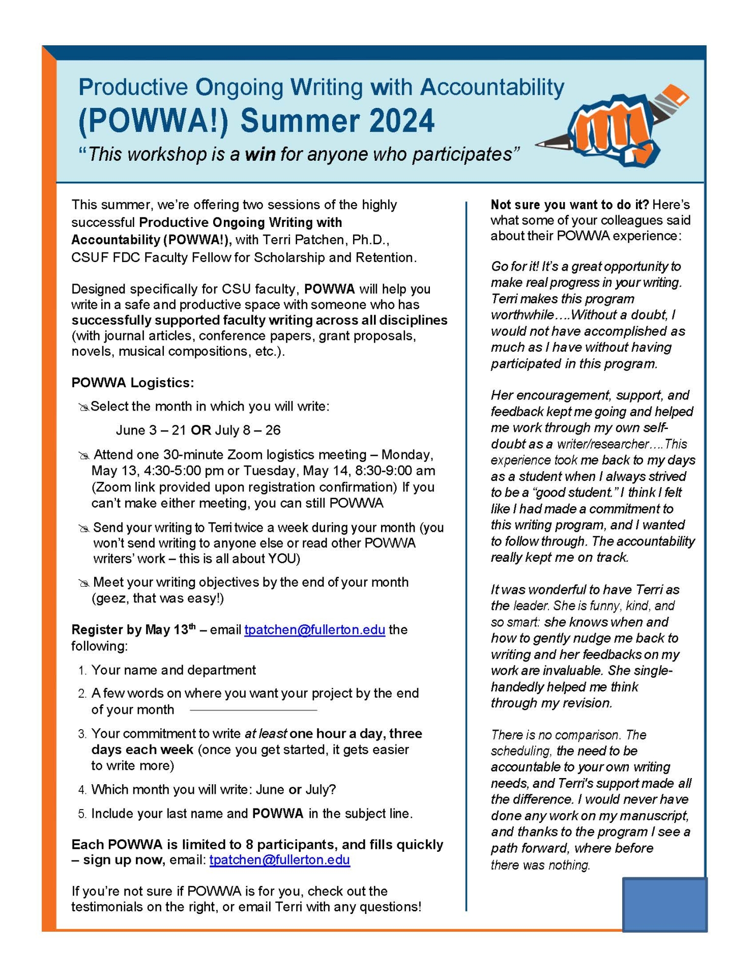 POWWA CSUSB flyer Summer 2024