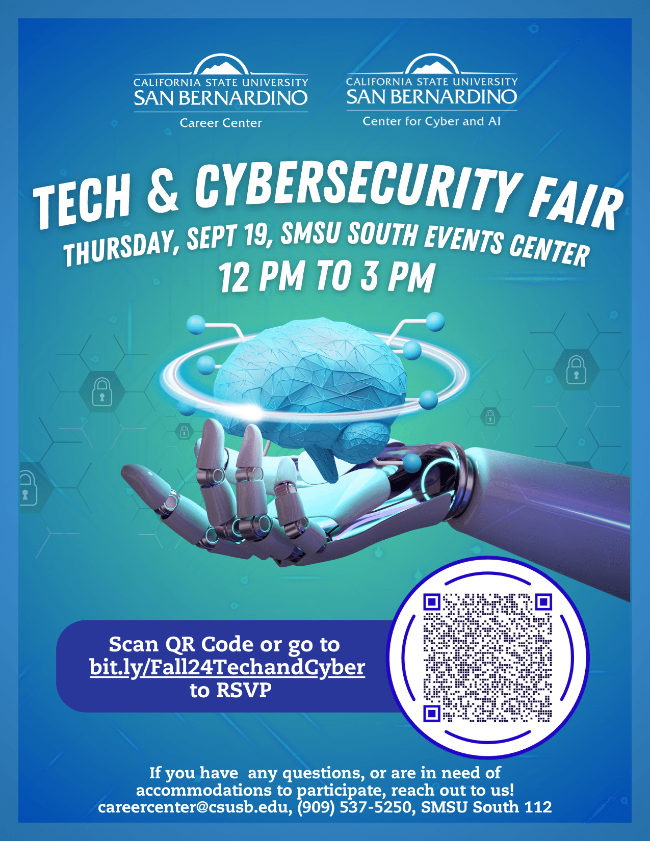 Fall 2024 Tech and Cyber Fair on September 19th from 12pm to 3pm in SMSU South Event Center