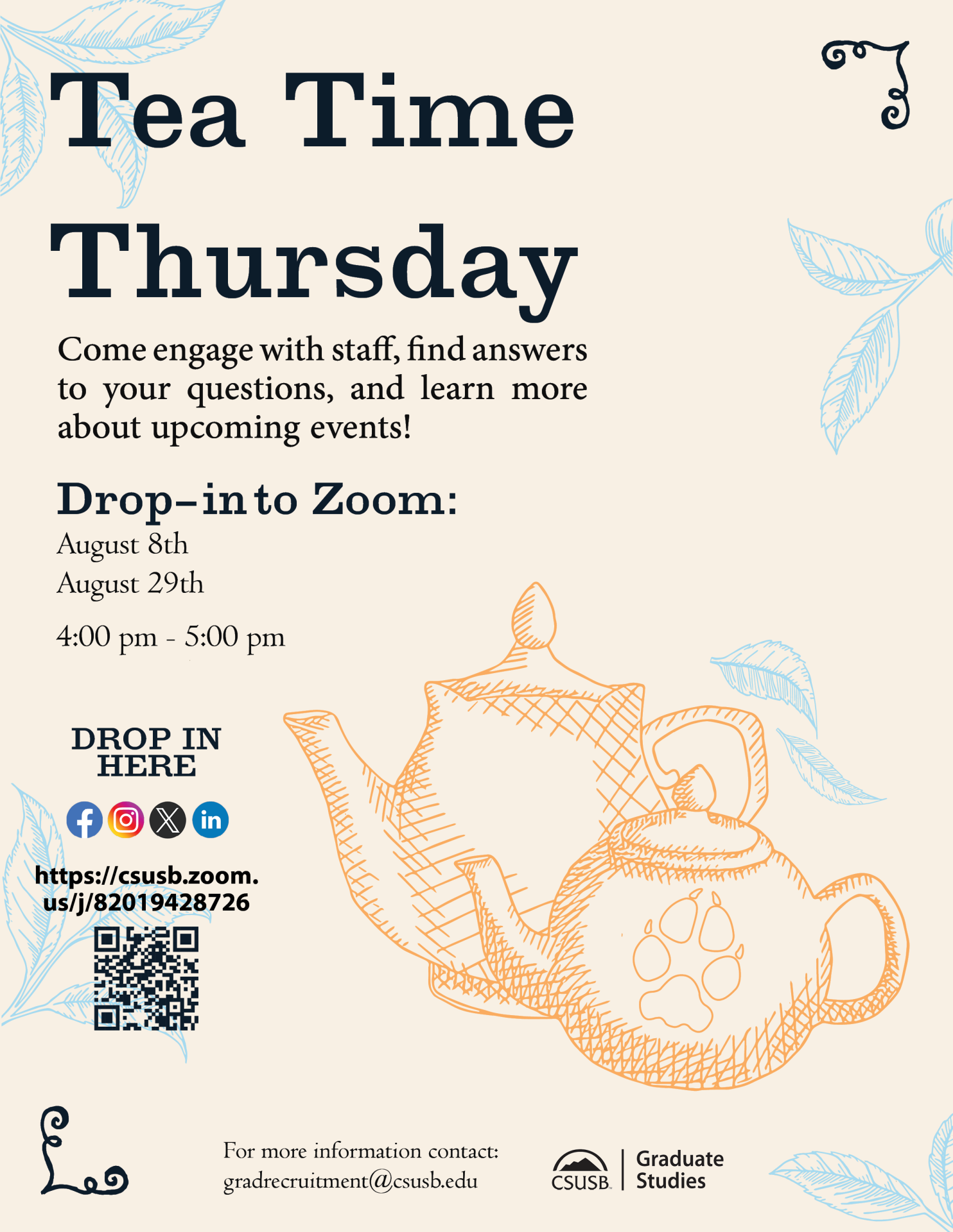 Tea Time Drop-In Flyer