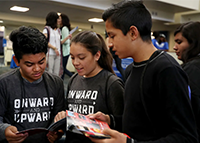 File photo of three students from a 2017 Upward Bound Super Saturday event at CSUSB. The U.S. Department of Education has awarded two grants totaling $3.1 million to Cal State San Bernardino’s Upward Bound program.