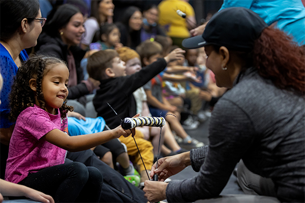 On Oct. 10, the university’s theatre arts department delighted a young audience from the CSUSB Children’s Center with a captivating, interactive on-campus performance of Mariposa / Butterfly.