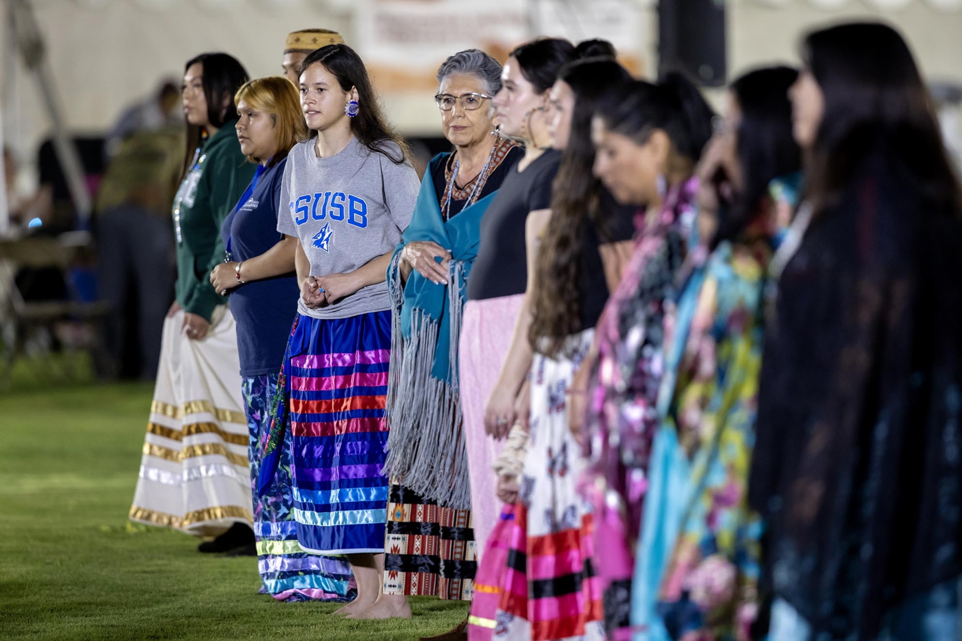 Women look on during the 2024 San Manuel Pow Wow.