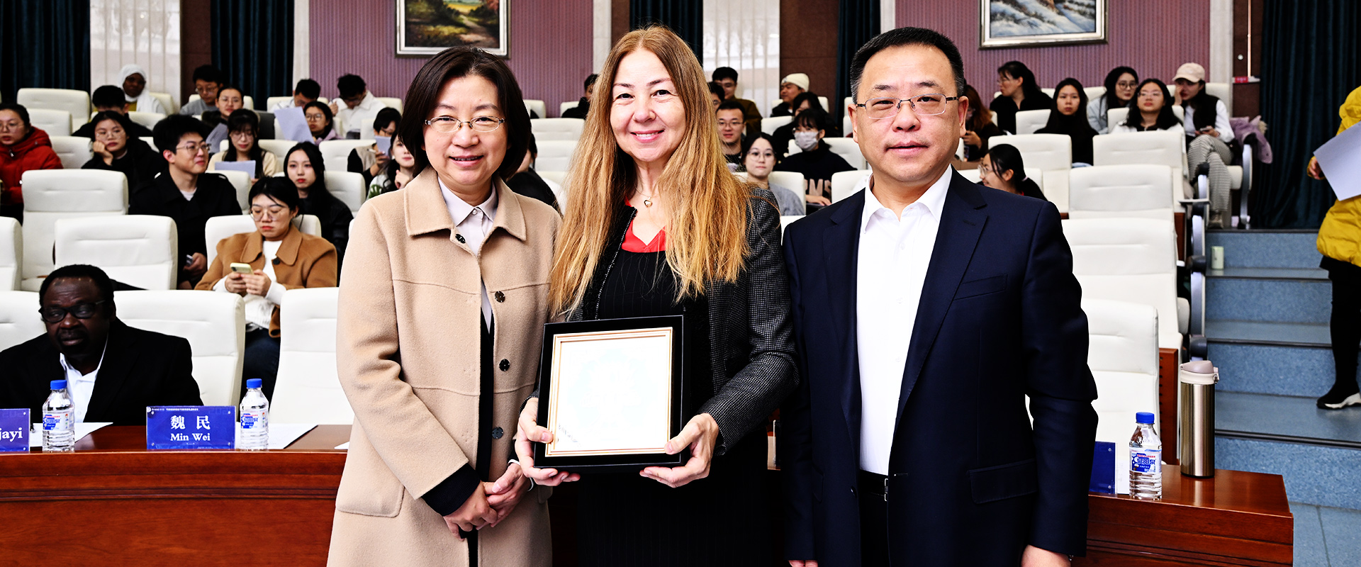 Dr. Golge Seferoglu with Vice President Wei Min and Faculty of Education Dean Lijie Lv